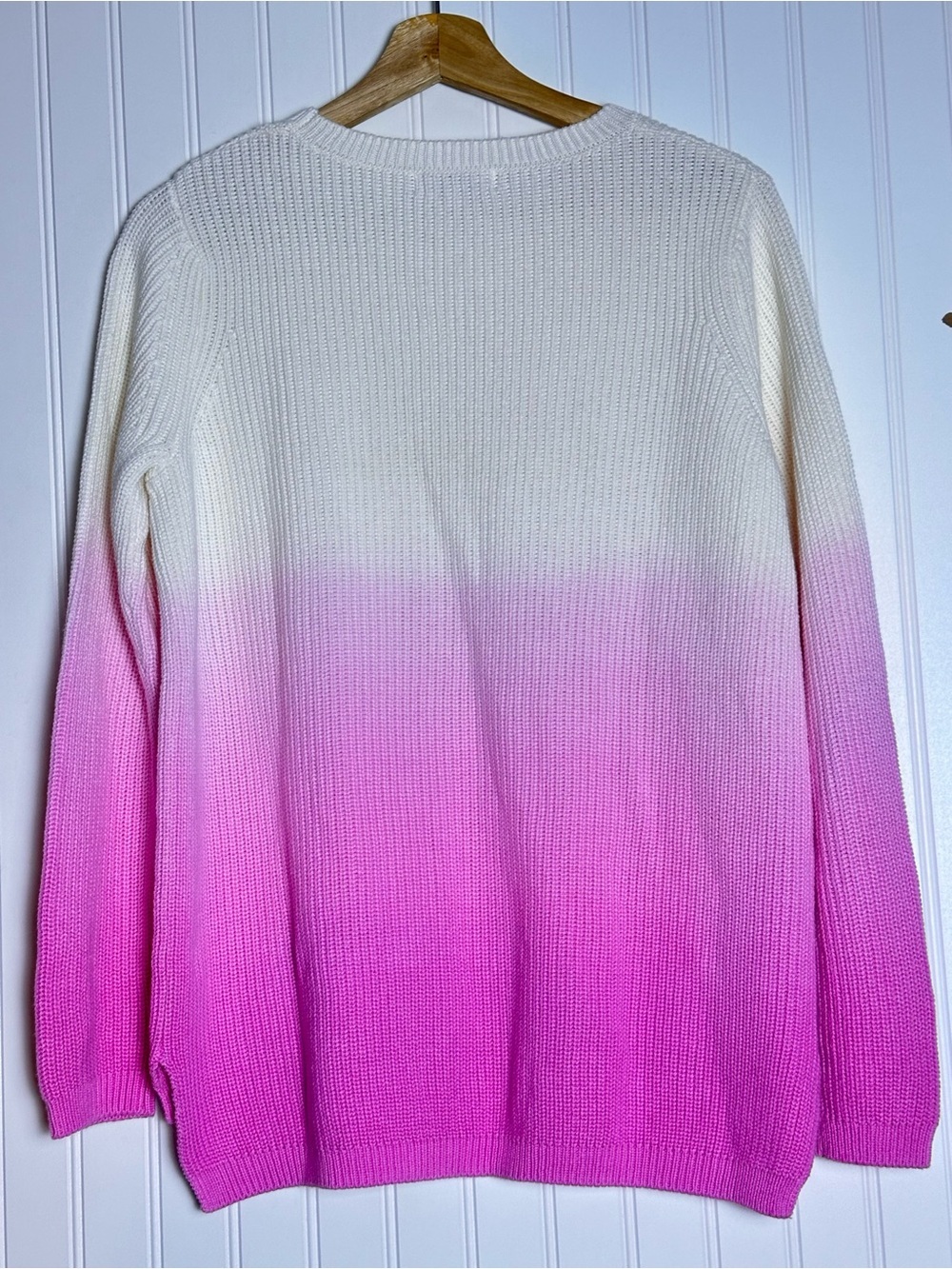 525 America ombre dip-dyed pullover shaker-stitch sweater cotton Crew neck Small - Picture 4 of 8